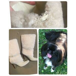 Imperfect $1495 Lauren Ralph Lauren Shearling Suede Tall Boots sz 7